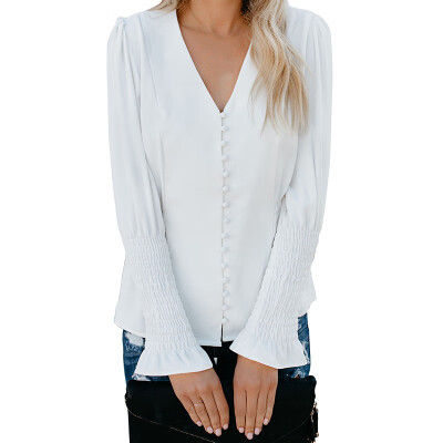 Womens Long Sleeve Casual Button V Neck T Shirt Summer Ladies Soild Blouse Tops
Womens Long Sleeve Casual Button V Neck T Shirt Summer Ladies Soild Blouse Tops