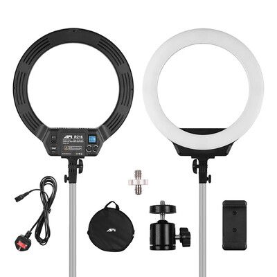 AFI 16 Inch LED Ring Light for Phone&Camera 38W Stepless Dimmable 3000K-6500K Lighting kit with LCD Display Phone Holder Carry
AFI 16 Inch LED Ring Light for Phone&Camera 38W Stepless Dimmable 3000K-6500K Lighting kit with LCD Display Phone Holder Carry