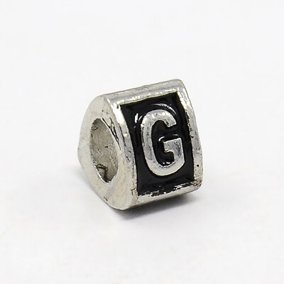 Platinum Tone Zine Alloy Enamel European Beads Large Hole Triangle Beads with LetterG 9x9x7mm Hole 5mm
Platinum Tone Zine Alloy Enamel European Beads Large Hole Triangle Beads with LetterG 9x9x7mm Hole 5mm
