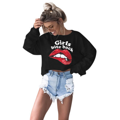 Autunm Lips Letter Printed Letter Long Sleeves O-neck Crop Top Women Hoodies Casual New Wind Female Sweatshirts Short Tees
Autunm Lips Letter Printed Letter Long Sleeves O-neck Crop Top Women Hoodies Casual New Wind Female Sweatshirts Short Tees