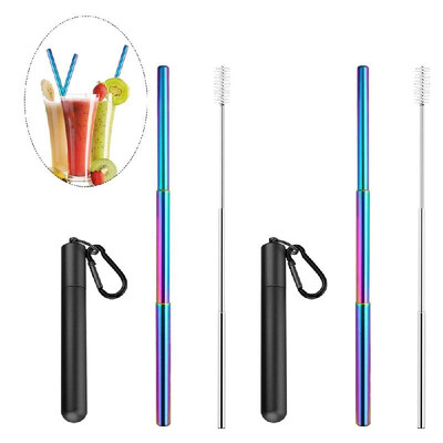 Portable Collapsible Straw Reusable 304 Stainless Steel Metal Drinking 230MM Straws with Cleaning Brush & Climbing Hook
Portable Collapsible Straw Reusable 304 Stainless Steel Metal Drinking 230MM Straws with Cleaning Brush & Climbing Hook