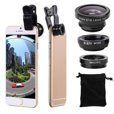 3 in 1 Mobile Phone Lenses Fish Eye Wide Angle Macro Camera for iPhone X 8 Plus Xiaomi Huawei Samsung
3 in 1 Mobile Phone Lenses Fish Eye Wide Angle Macro Camera for iPhone X 8 Plus Xiaomi Huawei Samsung