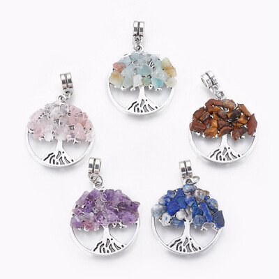 Alloy European Dangle Beads with Natural Mixed Gemstone Chips Flat Round with Tree Antique Silver 38mm
Alloy European Dangle Beads with Natural Mixed Gemstone Chips Flat Round with Tree Antique Silver 38mm