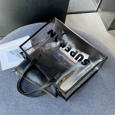 2019 summer new Korean version of frosted fashion jelly mother bag transparent girl portable Tote bag
2019 summer new Korean version of frosted fashion jelly mother bag transparent girl portable Tote bag