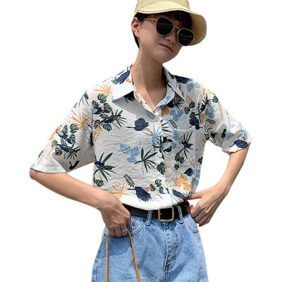 Floral Print Women Blouses Summer Turn-down Collar Short Sleeve Shirt Korean Beach Casual Loose Blouse Women Printed Tops
Floral Print Women Blouses Summer Turn-down Collar Short Sleeve Shirt Korean Beach Casual Loose Blouse Women Printed Tops