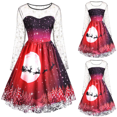 Gobestart Fashion Women Vintage Merry Christmas Print Long Sleeve Mesh Evening Party Dress
Gobestart Fashion Women Vintage Merry Christmas Print Long Sleeve Mesh Evening Party Dress