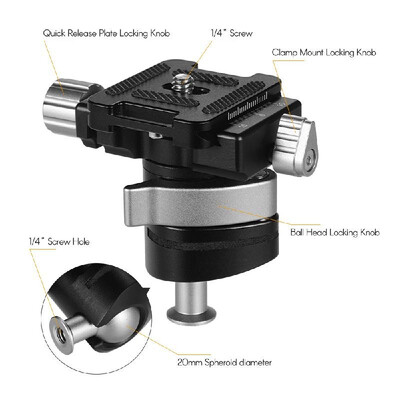 Andoer Mini Ball Head 360 Degree Rotating Panoramic Camera Tripod Ballhead Aluminum Alloy with 14 Inch Screw Quick Release Plate
Andoer Mini Ball Head 360 Degree Rotating Panoramic Camera Tripod Ballhead Aluminum Alloy with 14 Inch Screw Quick Release Plate