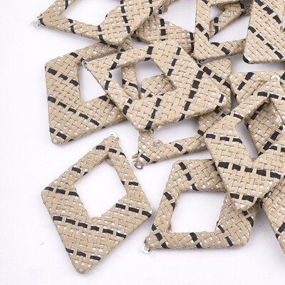 Handmade Raffia Woven Big Pendants with Iron & Aluminum Findings Rhombus Platinum BurlyWood 69x485x4mm Hole 18mm
Handmade Raffia Woven Big Pendants with Iron & Aluminum Findings Rhombus Platinum BurlyWood 69x485x4mm Hole 18mm