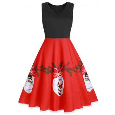 Tailored Womens Fashion Straps Vintage Santa Claus Snowflake Print Christmas Dress
Tailored Womens Fashion Straps Vintage Santa Claus Snowflake Print Christmas Dress