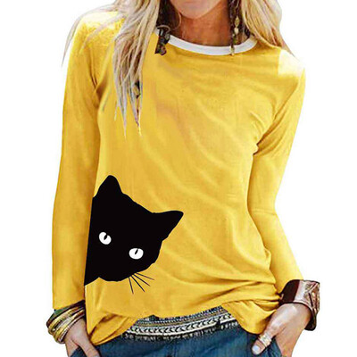 Women Fashion Pure Color Cat Printed Shirts Casual Round Neck Graphic Tee Blouse Pullover Tops
Women Fashion Pure Color Cat Printed Shirts Casual Round Neck Graphic Tee Blouse Pullover Tops