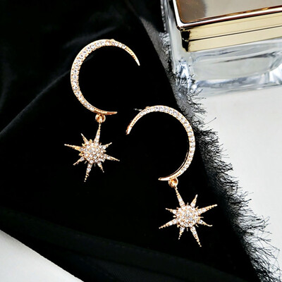 Sparkly 925 Sterling Silver Gold Dangling Moon Star Earrings Earring Moon Dangle Earrings Gift For Her
Sparkly 925 Sterling Silver Gold Dangling Moon Star Earrings Earring Moon Dangle Earrings Gift For Her