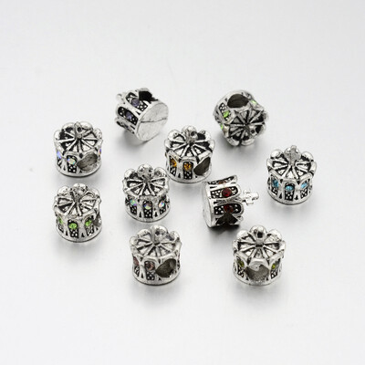 Antique Silver Plated Alloy Rhinestone European Beads Large Hole Crown Beads Mixed Color 13x12mm Hole 5mm
Antique Silver Plated Alloy Rhinestone European Beads Large Hole Crown Beads Mixed Color 13x12mm Hole 5mm