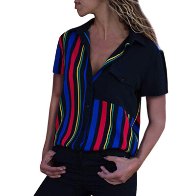 Starmoon Women Casual Striped Cuffed ShortSleeve V-Neck Button-Up Color Block Blouse Tops
Starmoon Women Casual Striped Cuffed ShortSleeve V-Neck Button-Up Color Block Blouse Tops