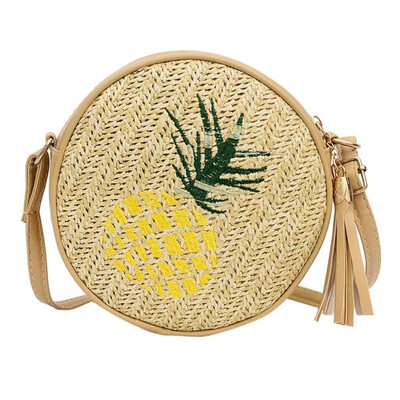 Women Round Straw Shoulder Bag Crossbody Bag Leaf Pineapple Embroidered Vintage Holiday Summer Beach Casual Small Bag
Women Round Straw Shoulder Bag Crossbody Bag Leaf Pineapple Embroidered Vintage Holiday Summer Beach Casual Small Bag