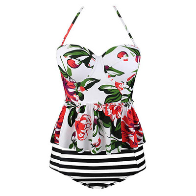 Saidsome Women Vintage Underwire Floral Print Ruffle Strap Striped Beach Swimwear Tankini
Saidsome Women Vintage Underwire Floral Print Ruffle Strap Striped Beach Swimwear Tankini