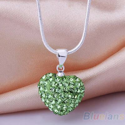 Women\s Fashion Rhinestones Love Heart Pendant Choker Chain Necklace Jewelry