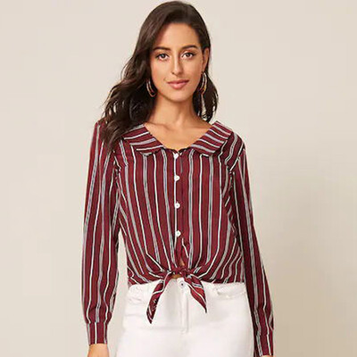 Tailored Women Casual Stripe V Neck Long Sleeve Blouse Loose Top Ladies Office Work Shirt
Tailored Women Casual Stripe V Neck Long Sleeve Blouse Loose Top Ladies Office Work Shirt