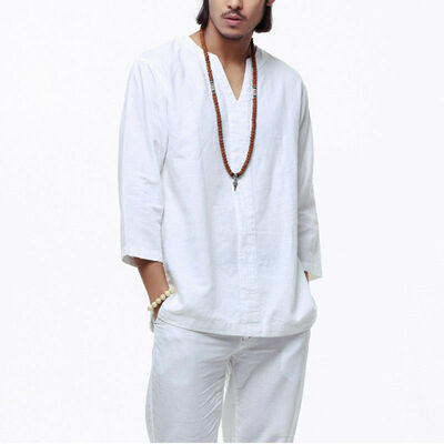 Summer Men Cotton Linen Pullover Tops Tee 34 Sleeve V Neck Casual Loose T Shirt
Summer Men Cotton Linen Pullover Tops Tee 34 Sleeve V Neck Casual Loose T Shirt