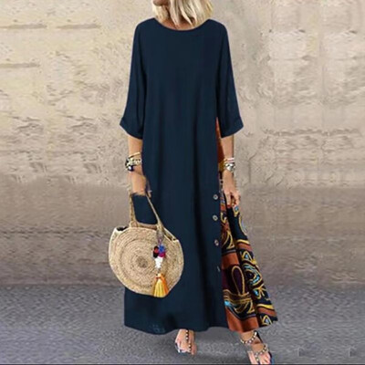 Women Dress Cotton Linen Color Block Irregular Splicing Buttons Floral Print Three Quarter Sleeve Maxi Gown Vintage One-Piece
Women Dress Cotton Linen Color Block Irregular Splicing Buttons Floral Print Three Quarter Sleeve Maxi Gown Vintage One-Piece
