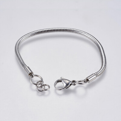 304 Stainless Steel Snake Chain Bracelet Makings with Lobster Claw Clasps Stainless Steel Color 6-78"175mm Hole 4mm
304 Stainless Steel Snake Chain Bracelet Makings with Lobster Claw Clasps Stainless Steel Color 6-78"175mm Hole 4mm