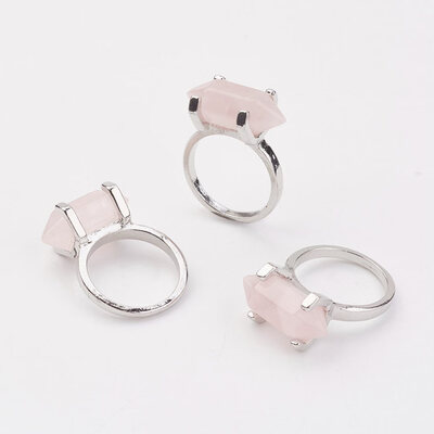 Natural Rose Quartz Finger Rings with Alloy Ring Findings Platinum Bullet Size 8 18mm
Natural Rose Quartz Finger Rings with Alloy Ring Findings Platinum Bullet Size 8 18mm