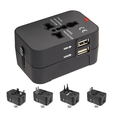 Travel Adapter-World Universal Multi-function 2 USB Travel Wall Plug Adapter AUUKUSEU Plug
Travel Adapter-World Universal Multi-function 2 USB Travel Wall Plug Adapter AUUKUSEU Plug