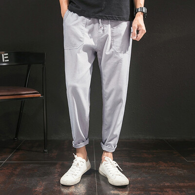 Gobestart Men Pure Color Trousers Tethers Cotton Linen Nine Points Small Feet Casual Pant
Gobestart Men Pure Color Trousers Tethers Cotton Linen Nine Points Small Feet Casual Pant