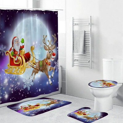 Gobestart 4Pcs Christmas shower Curtain Bathroom Anti-slip Carpet Rug Toilet Cover Mat Set
Gobestart 4Pcs Christmas shower Curtain Bathroom Anti-slip Carpet Rug Toilet Cover Mat Set