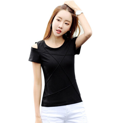 Off Shoulder Women O-Neck T-shirts Short Sleeved Hollow Out T-shirt Solid Female Cotton Tees Tops Female -2L
Off Shoulder Women O-Neck T-shirts Short Sleeved Hollow Out T-shirt Solid Female Cotton Tees Tops Female -2L