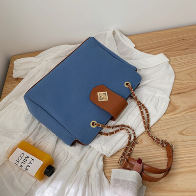 Autumnwinter temperament canvas bag 2019 new Korean version of Joker Messenger bag foreign style chain fashion shoulder bag
