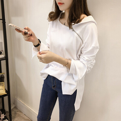 Oioninos Zipper Irregular Collar Sling Strapless Petal Long-Sleeve Pullover Sweatshirt oversized Hoodies Women 2017 Autumn
Oioninos Zipper Irregular Collar Sling Strapless Petal Long-Sleeve Pullover Sweatshirt oversized Hoodies Women 2017 Autumn