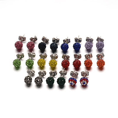 Polymer Clay Rhinestone Ball Stud Earrings with Stainless Steel Stud Earring Findings Stainless Steel Color Mixed Color 8mm P
Polymer Clay Rhinestone Ball Stud Earrings with Stainless Steel Stud Earring Findings Stainless Steel Color Mixed Color 8mm P