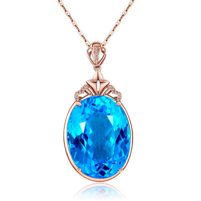 New Fashion Womens Rose Gold Chain Necklace Aquamarine Gemstone Sapphire Topaz Pendant Luxury Wedding Jewelry
New Fashion Womens Rose Gold Chain Necklace Aquamarine Gemstone Sapphire Topaz Pendant Luxury Wedding Jewelry