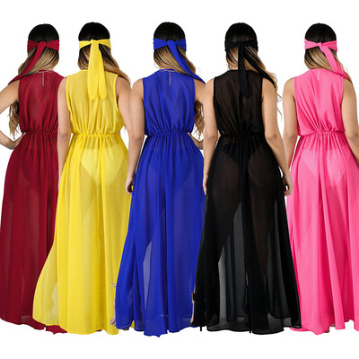 Women Chiffon Long Cardigan Sleeveless Split Drawstring Waist Loose Maxi Bikini Cover Ups Dress Beachwear
Women Chiffon Long Cardigan Sleeveless Split Drawstring Waist Loose Maxi Bikini Cover Ups Dress Beachwear