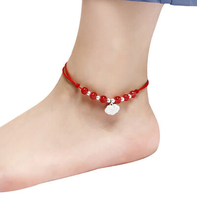 Boho Red Thread Anklet Bracelet Silver Color Beads Foot Bracelet Chain String Halhal Anklet on the Leg Jewelry For Women Braclet
Boho Red Thread Anklet Bracelet Silver Color Beads Foot Bracelet Chain String Halhal Anklet on the Leg Jewelry For Women Braclet