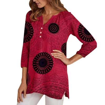 Autumn T Shirt Women Loose V Neck Button Tshirt Boho Cartoon Print Loose Tops Women Long Sleeve Casual Wild T-Shirt
Autumn T Shirt Women Loose V Neck Button Tshirt Boho Cartoon Print Loose Tops Women Long Sleeve Casual Wild T-Shirt