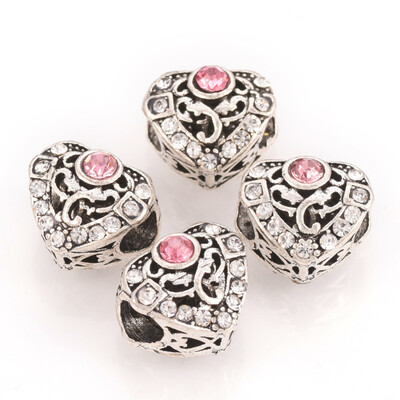 Alloy Rhinestone European Beads Large Hole Beads Heart Light Rose 11x125x95mm Hole 45mm
Alloy Rhinestone European Beads Large Hole Beads Heart Light Rose 11x125x95mm Hole 45mm