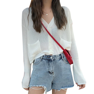 Fashion Casual Solid Long Sleeve V-Neck Thin Blouse Sun Protection Button Up Knitted Cardigan
Fashion Casual Solid Long Sleeve V-Neck Thin Blouse Sun Protection Button Up Knitted Cardigan