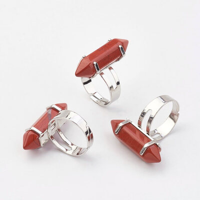 Natural Red Jasper Finger Rings with Iron Ring Finding Platinum Bullet Size 8 18mm
Natural Red Jasper Finger Rings with Iron Ring Finding Platinum Bullet Size 8 18mm