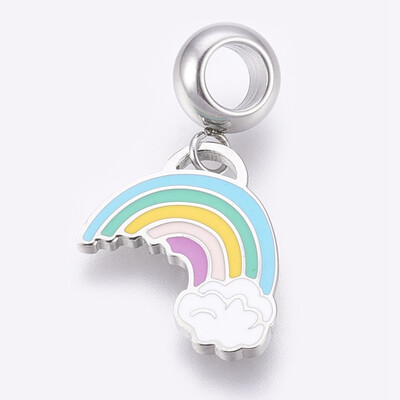 304 Stainless Steel European Dangle Beads Large Hole Pendants with Enamel Rainbow Colorful Stainless Steel Color 26mm
304 Stainless Steel European Dangle Beads Large Hole Pendants with Enamel Rainbow Colorful Stainless Steel Color 26mm