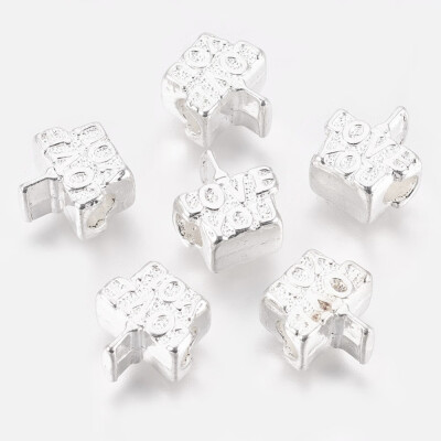 Tibetan Style European Beads Lead Free & Cadmium Free Large Hole Beads Phrase"LOVE YOU" for Valentines Day Silver 14x14x9mm
Tibetan Style European Beads Lead Free & Cadmium Free Large Hole Beads Phrase"LOVE YOU" for Valentines Day Silver 14x14x9mm