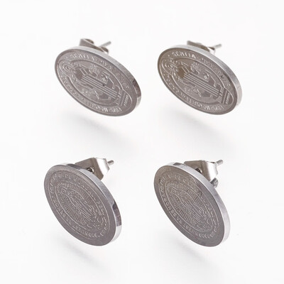 304 Stainless Steel Stud Earrings Oval with Saint Stainless Steel Color 14x95x15mm Pin 06mm
304 Stainless Steel Stud Earrings Oval with Saint Stainless Steel Color 14x95x15mm Pin 06mm