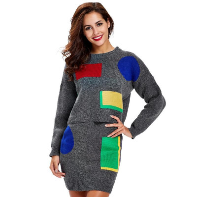 Women Knitted Sweater Skirt Set Color Block Dropped Shoulder Cropped Top Bodycon Mini Skirt Suits 2 Piece Set
Women Knitted Sweater Skirt Set Color Block Dropped Shoulder Cropped Top Bodycon Mini Skirt Suits 2 Piece Set