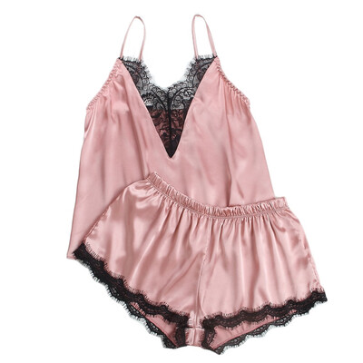 Toponeto Women V-Neck Silk Lace Sexy Stain Backless Camisole Pajamas Sleepwear Shorts Set
Toponeto Women V-Neck Silk Lace Sexy Stain Backless Camisole Pajamas Sleepwear Shorts Set