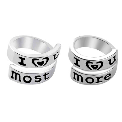 2pcs Couple Ring I Love U More I Love U Most" Printed Letter Promise Rings for Couple Finger Ring Valentine Gift
2pcs Couple Ring I Love U More I Love U Most" Printed Letter Promise Rings for Couple Finger Ring Valentine Gift