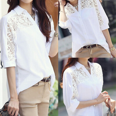 Starmoon Fashion Women Business Top Lapel Shirt Lace Half Sleeve V-Neck Loose Blouse
Starmoon Fashion Women Business Top Lapel Shirt Lace Half Sleeve V-Neck Loose Blouse