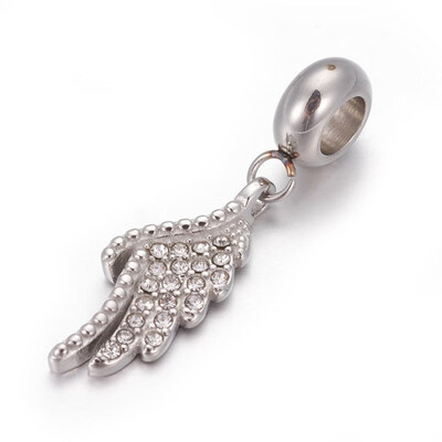 304 Stainless Steel European Dangle Beads with Rhinestone Large Hole Pendants Wing Stainless Steel Color Crystal 29mm
304 Stainless Steel European Dangle Beads with Rhinestone Large Hole Pendants Wing Stainless Steel Color Crystal 29mm