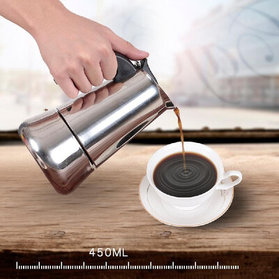 9 Cup 450mL Stainless Steel Espresso Stove Percolator Espresso Maker Pot Stove Top Coffee Maker Italian Espresso Coffee Maker Pot