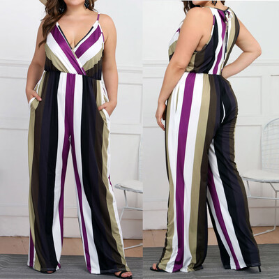 Gobestart Fashion Womens Casual Plus size Stripe Print Camis Sleeveless Loose Jumpsuit
Gobestart Fashion Womens Casual Plus size Stripe Print Camis Sleeveless Loose Jumpsuit