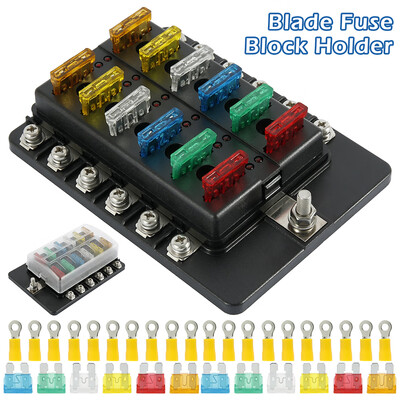 12 Ways Fuse Box with Negative Bus Blade Fuses Holder Block with LED Indicator for Boat Van Car Truck Marine
12 Ways Fuse Box with Negative Bus Blade Fuses Holder Block with LED Indicator for Boat Van Car Truck Marine
